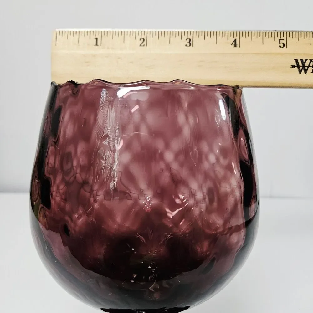 Vtg Empoli Brandy Snifter Amethyst Purple Diamond OPTIC Italy Art Glass Vase